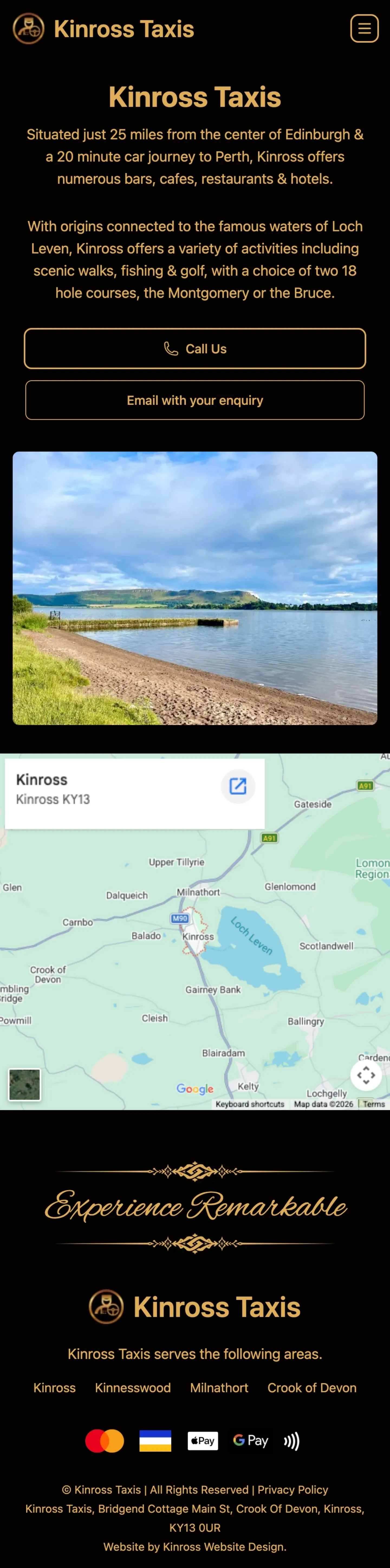 Kinross Taxis Mobile Website Mockup