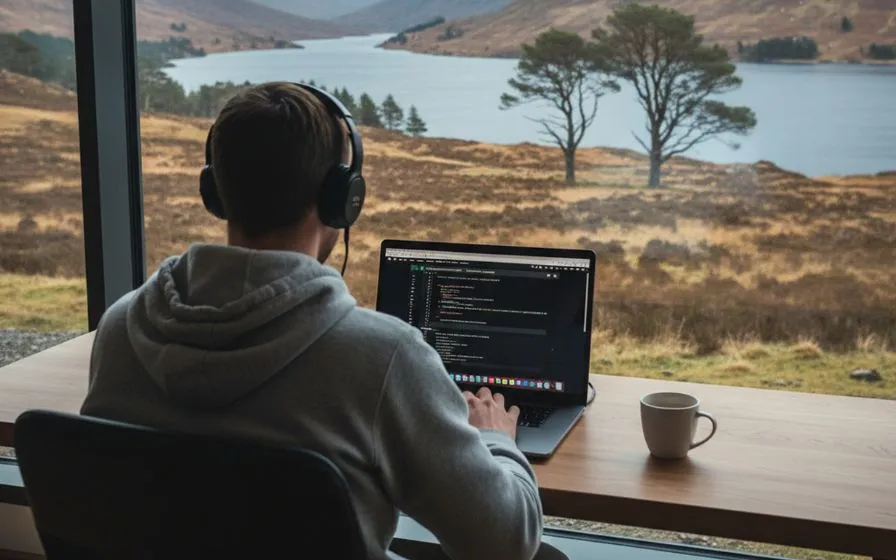 A web designer working on a high-performance design for a client of Kinross Website Design.